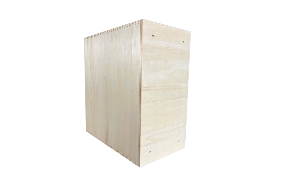 Knosti Archifix Box Woodline aus Holz zur Aufbewahrung von Schallplatten-Ansicht von hinten und von der Seite