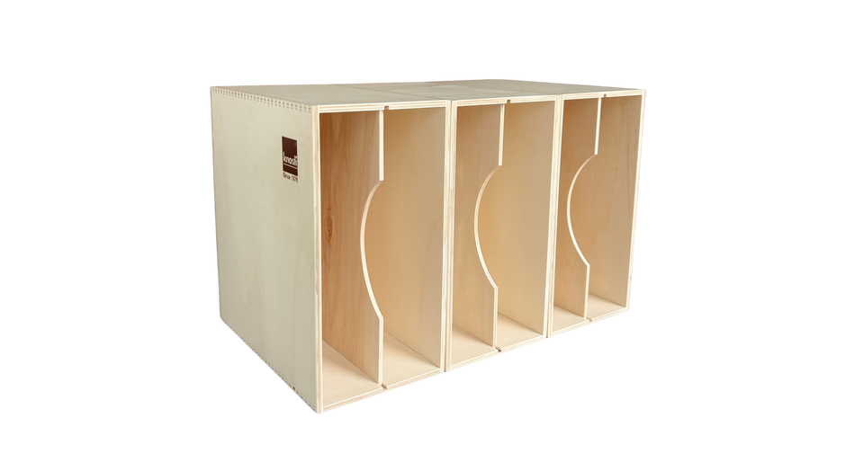 Knosti Archifix Box Woodline aus Holz zur Aufbewahrung von Schallplatten-3 Boxen zusammengestellt