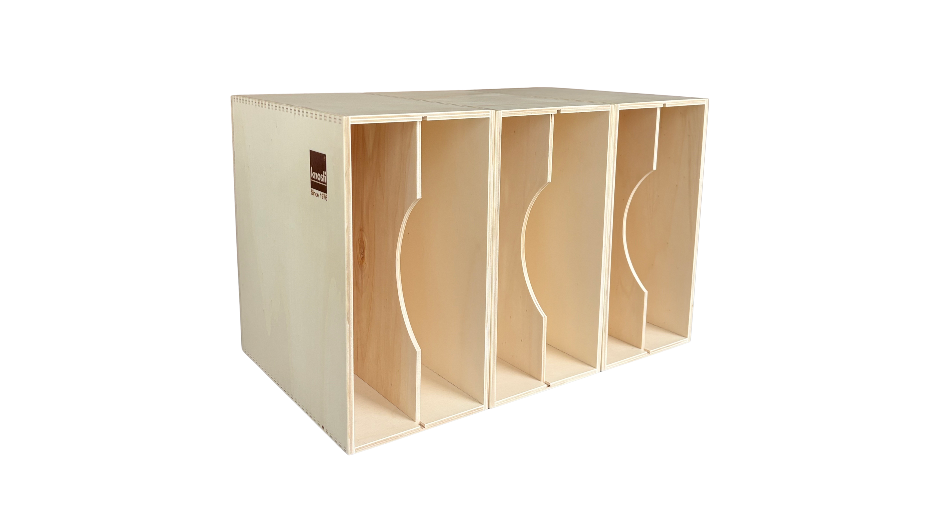 Knosti Archifix Box Woodline aus Holz zur Aufbewahrung von Schallplatten-3 Boxen zusammengestellt