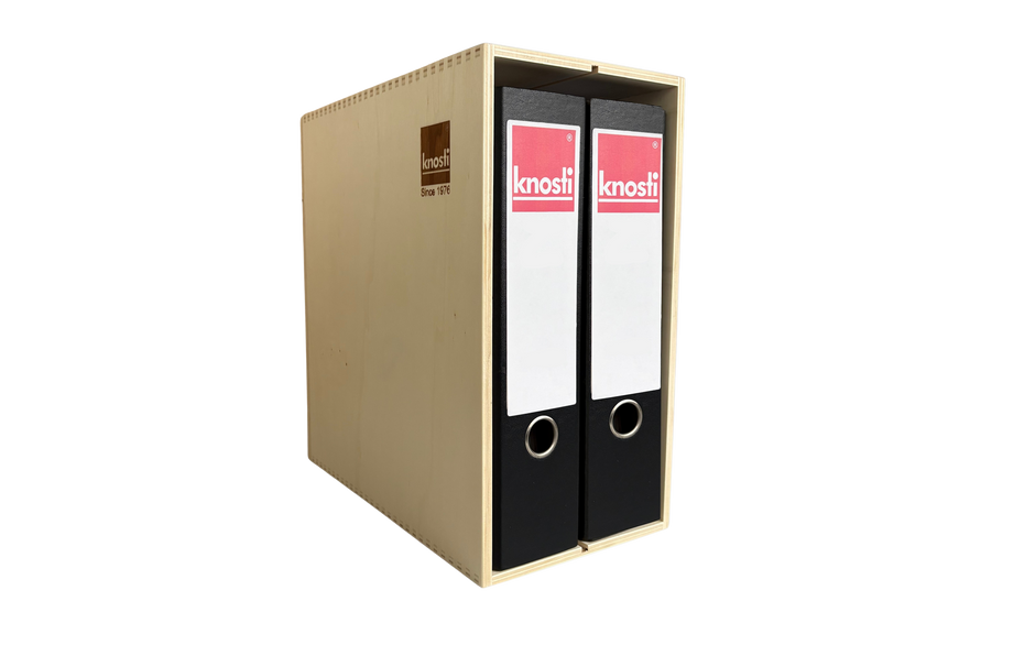 Knosti Archifix Box Woodline aus Holz zur Aufbewahrung von Schallplatten-mit zwei Dokumentenordnern