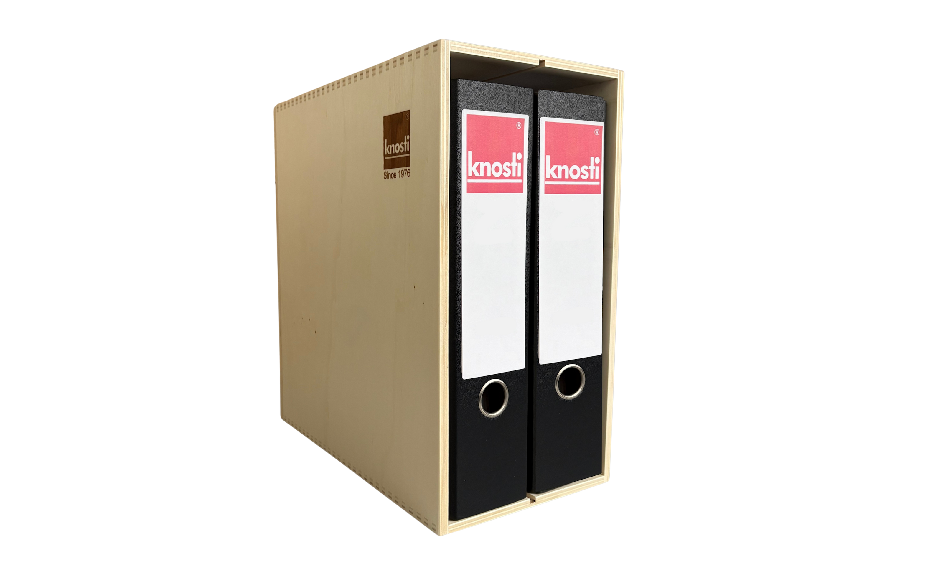 Knosti Archifix Box Woodline aus Holz zur Aufbewahrung von Schallplatten-mit zwei Dokumentenordnern