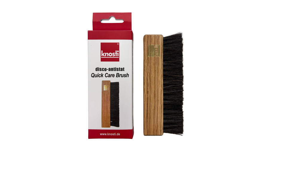 Quick Care Brush mit Verpackung – Schallplattenbürste – Holzgriff & Ziegenhaar für schonende, antistatische Trockenreinigung-braun