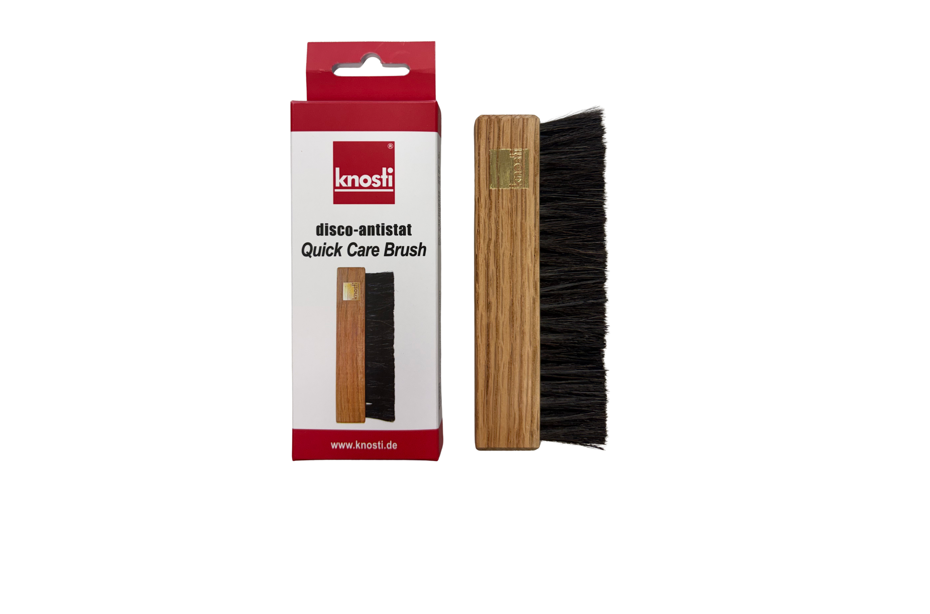 Quick Care Brush mit Verpackung – Schallplattenbürste – Holzgriff & Ziegenhaar für schonende, antistatische Trockenreinigung-braun
