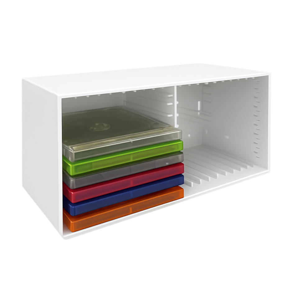 Tango-Box Weiß mit CDs_Medienaufbewarung