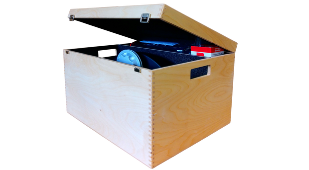 Knosti Woodline Ultrasonic Box – Aufbewahrungsbox für Ultraschallreiniger - Naturholz, stilvolle und sichere Aufbewahrung - hell-braun
